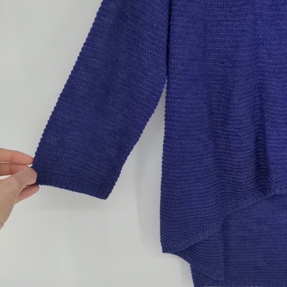 Chico's Women's Purple Linen Blend Cardigan Size Medium‎ Open Front Short Length - Picture 6 of 12